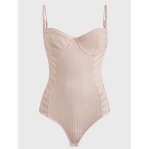 NEW AllSaints Yuni Rib Bodysuit Rosedust Pink Bustier Underwire Womens 2 Ballet